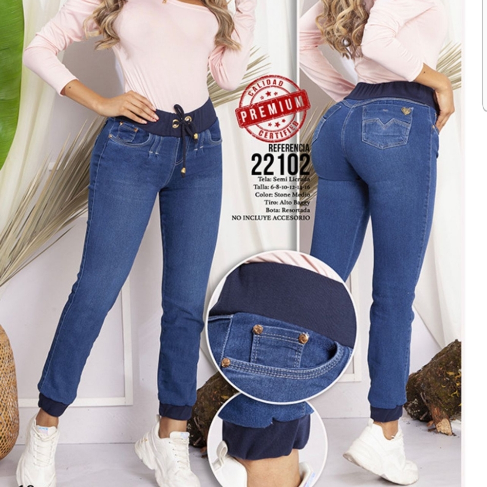 Colombian Butt Lift Jeans High Waist Push Up Blue Denim Stretch